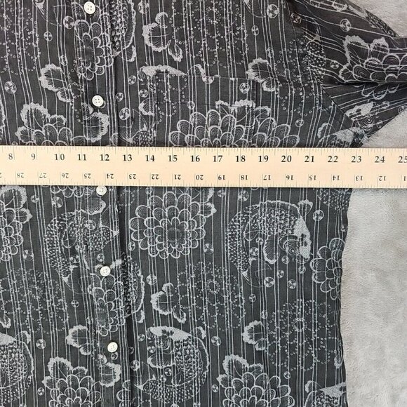 Lucky Brand Shirt Mens Size L Gray 100% Linen Koi Print Woven Breathable Casual - Picture 8 of 10